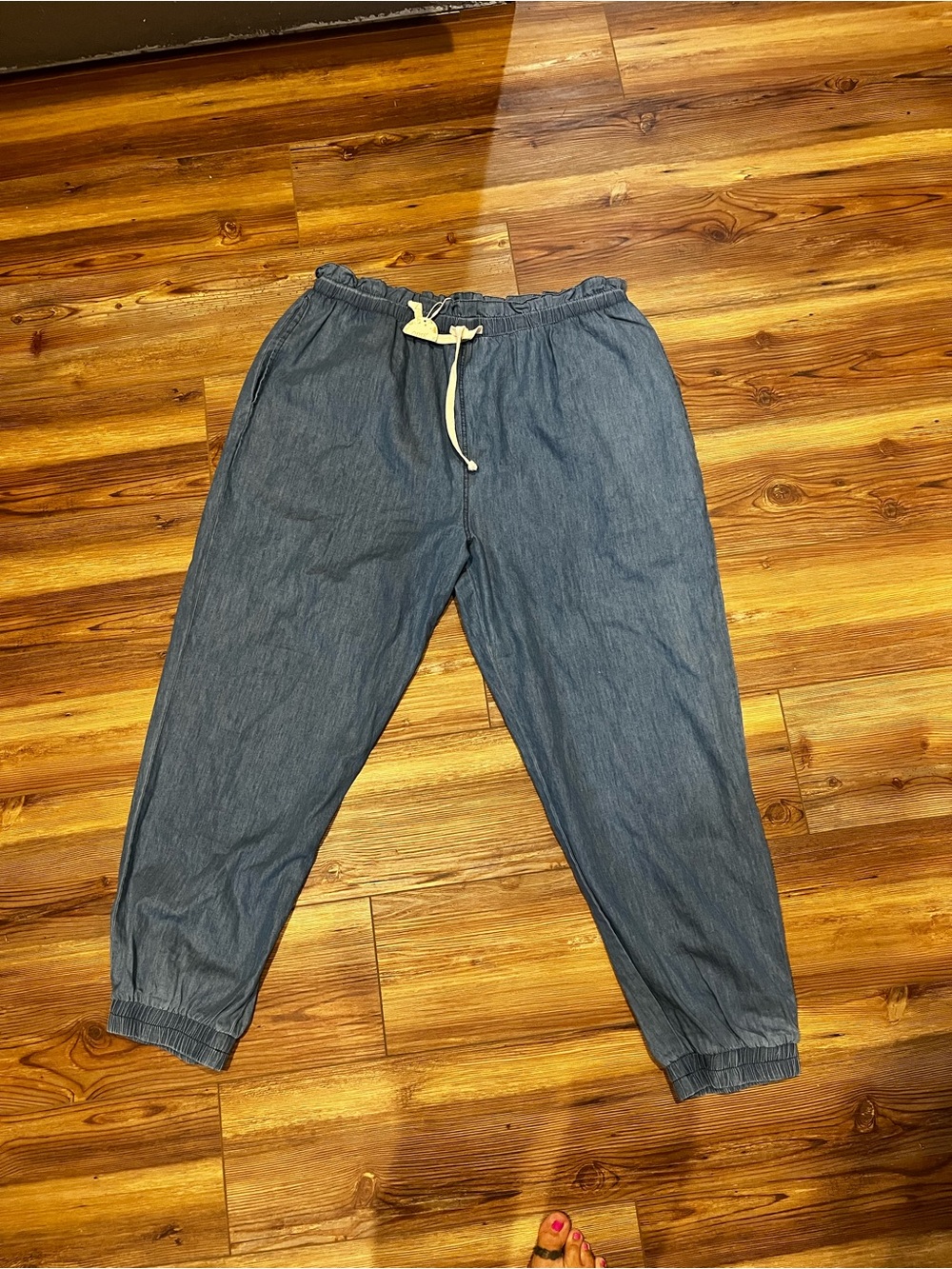 ODDi Casual Elastic-Waist Blue Drawstring Jeans